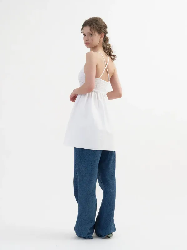 summer smocked onepiece (white)