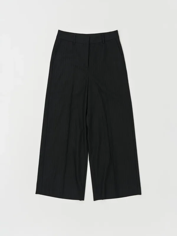 WOOL STRIPED TROUSERS IN BLACK