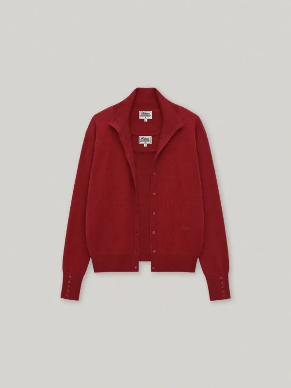 OUVERT HIGH NECK CARDIGAN SET (RED)