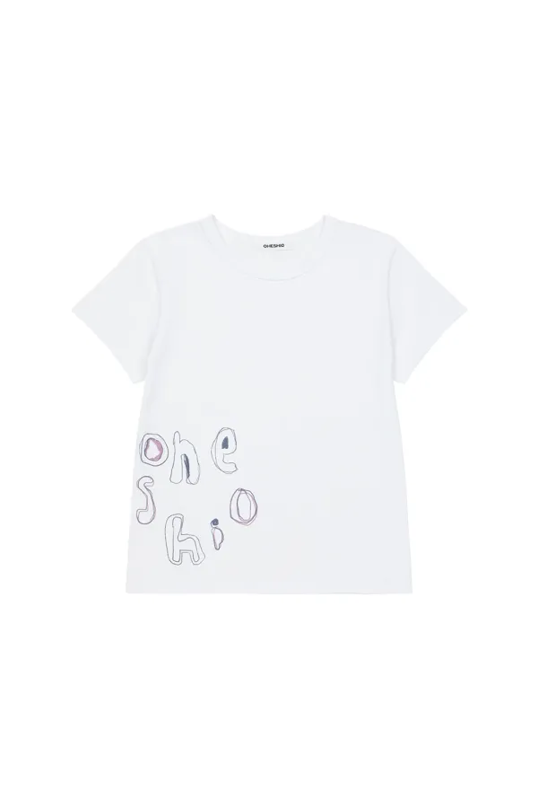 CRAYON LOGO GRAPHIC T-SHIRT, WHITE