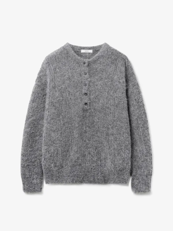 알파카 헨리 버튼 니트_GREY