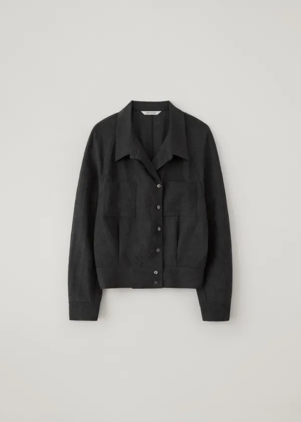 Velour drift blouson blouse (black)