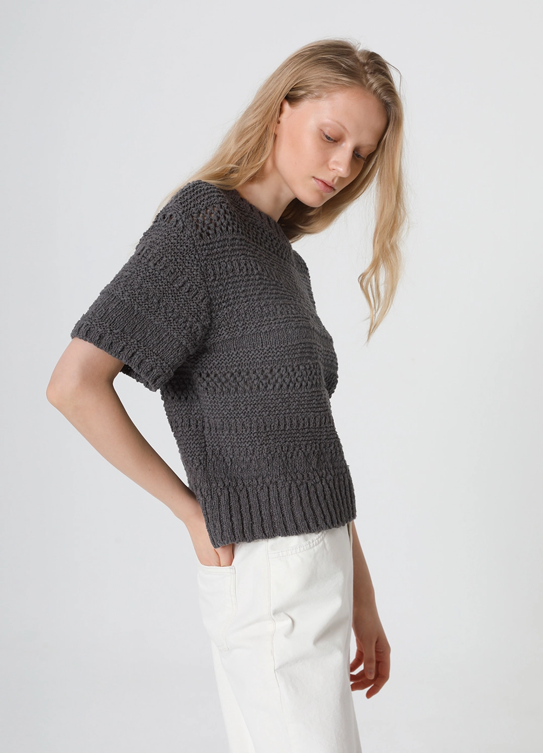 르바 Signature Cotton Round Knit - Charcoal 상품 이미지 2