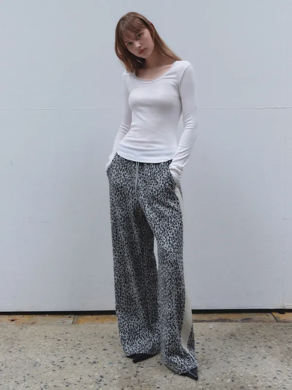 GINA LEOPARD SWEAT PANTS_GRAY
