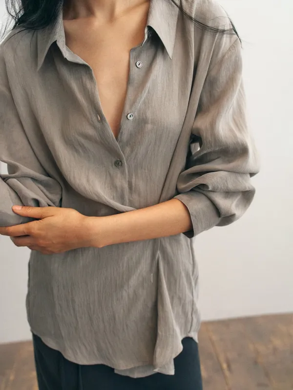 [2nd 예약배송/9월 18일] Evelyn Silky Shirt_Gray - 더릴