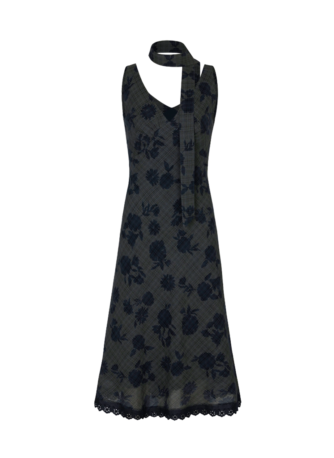 루루서울 Eternal Eve Midi Dress (Scarf Set / Navy) 상품 이미지 1
