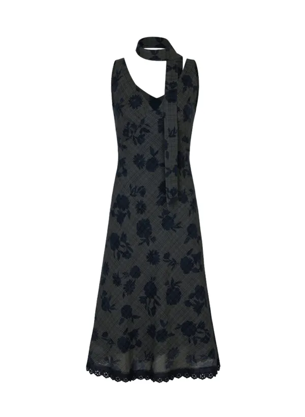 Eternal Eve Midi Dress (Scarf Set / Navy)