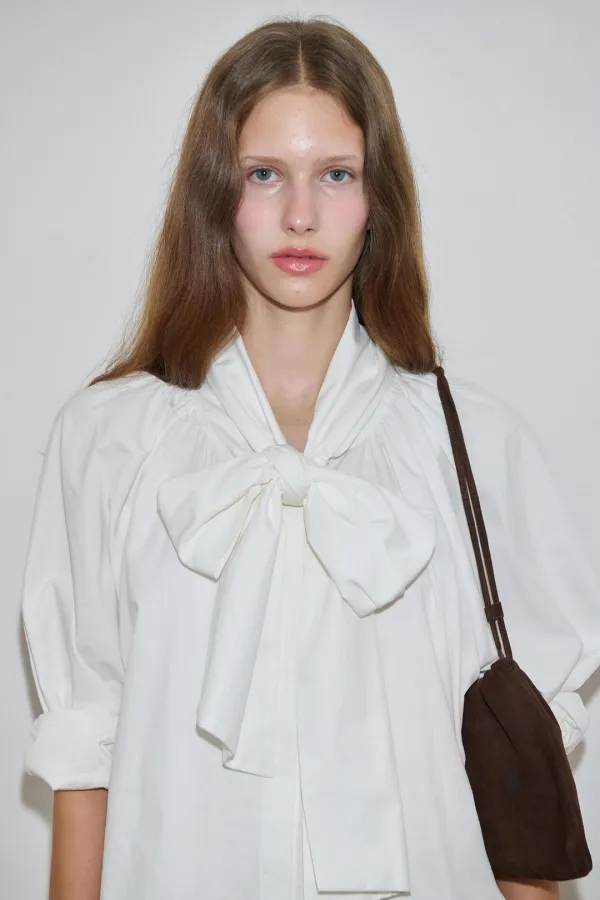 Big Ribbon Tie Blouse (Cream)