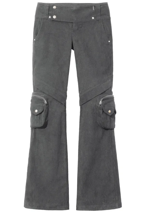 Corduroy pocket pants (Gray)