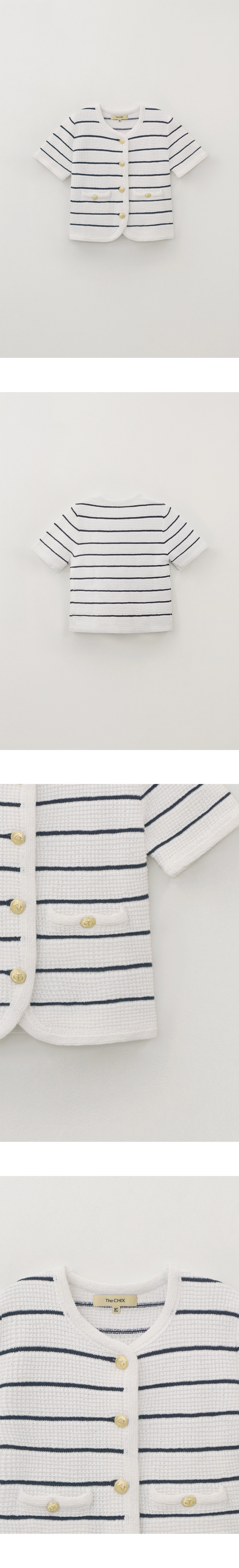 칙스라벨 CHIXLABEL H 모나코 니트 스트라이프 자켓 - White 상품 이미지 2