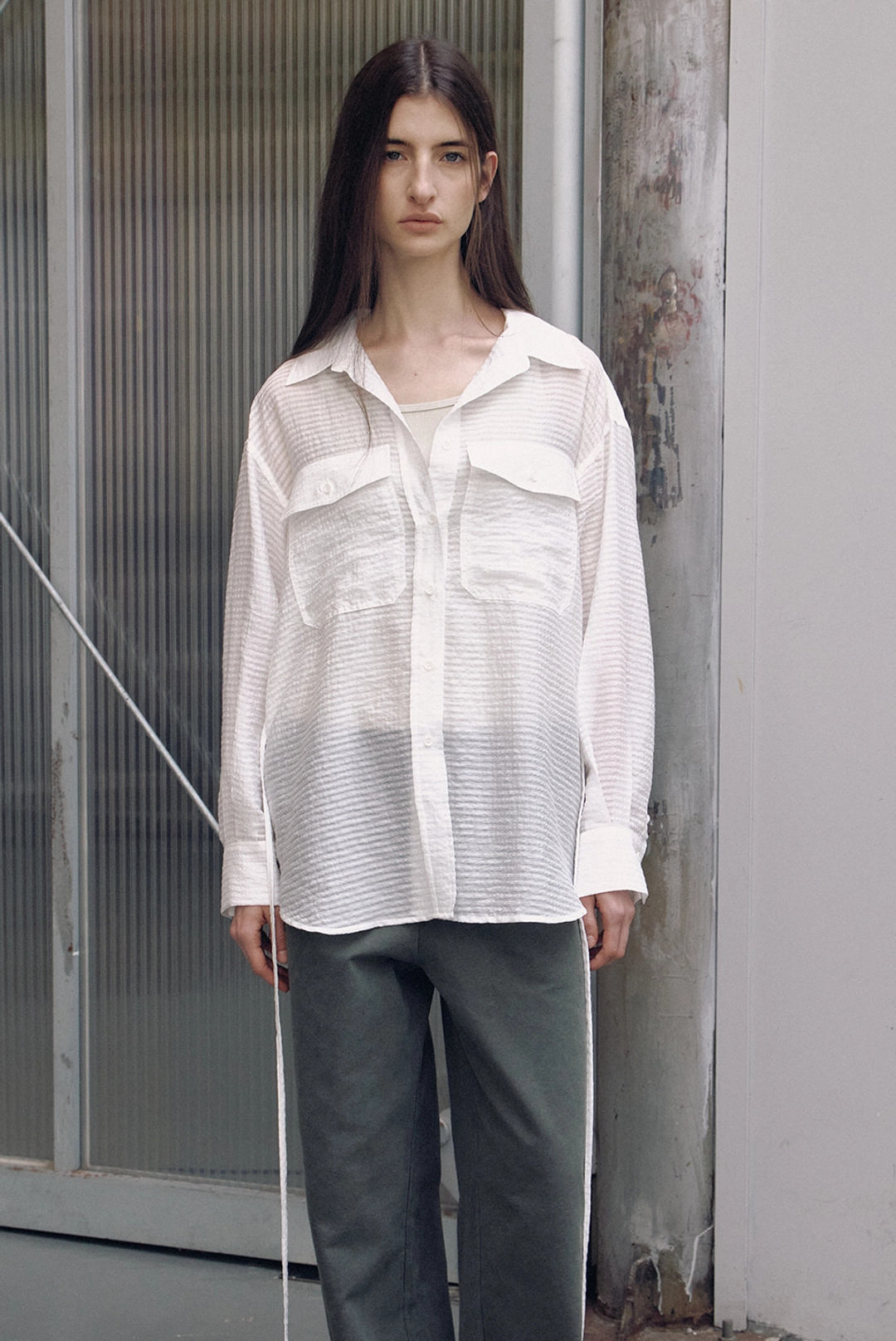 브렌다 브렌든 pocket loosefit shirts - ivory 상품 이미지 1
