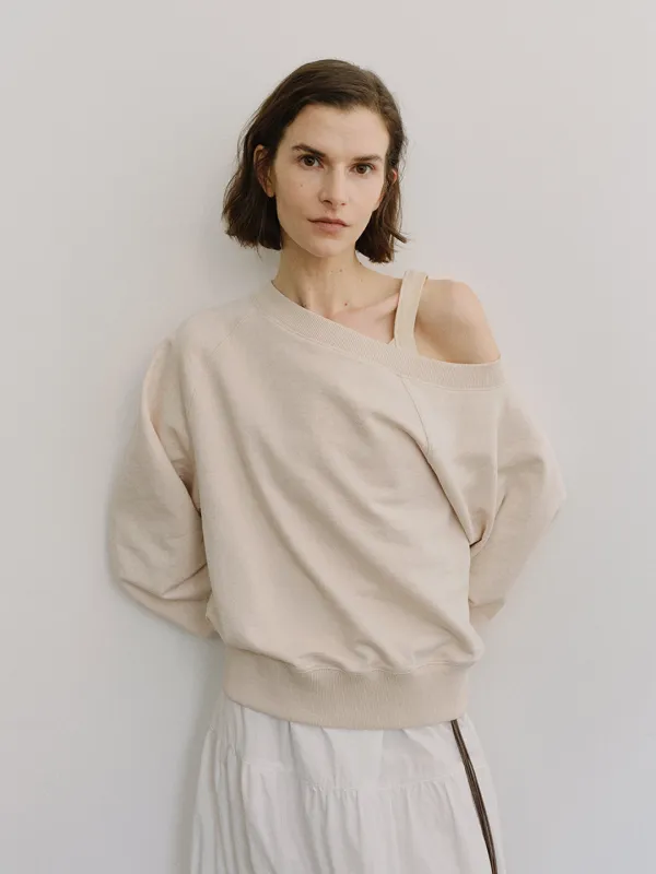 TIS PIGMENT OFF SHOULDER SWEATSHIRT SET_BEIGE & BEIGE