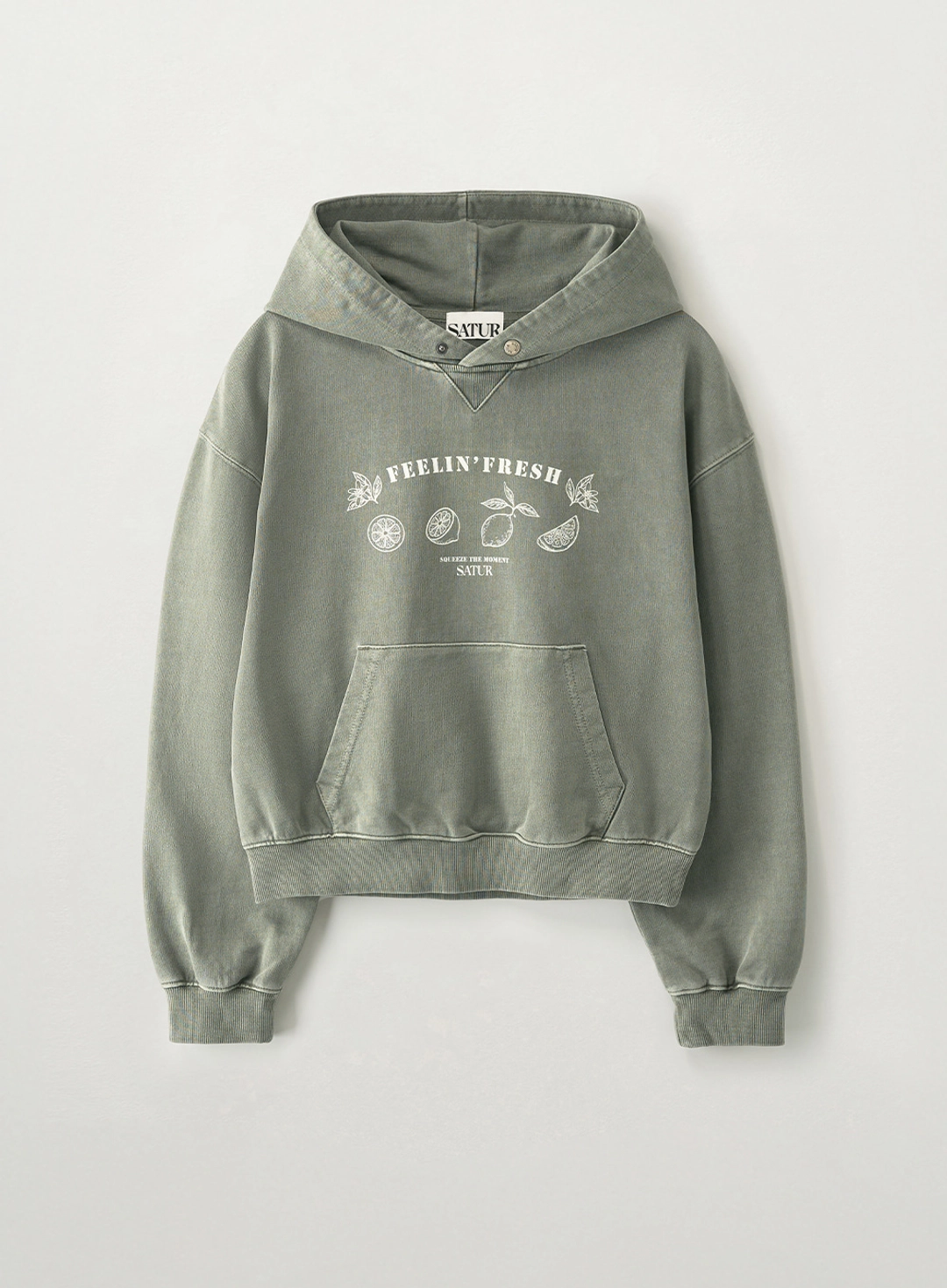 세터 (W) Citron Drawing Washed Crop Hoodie - Charcoal 상품 이미지 1