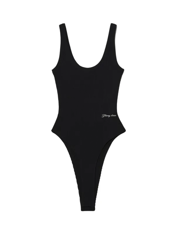 G SCOOP NECK WAFFLE BODYSUIT (BLACK)