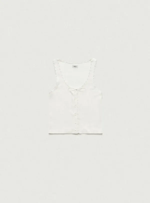 Ravioli Lace-Trim Tank Top_Grey