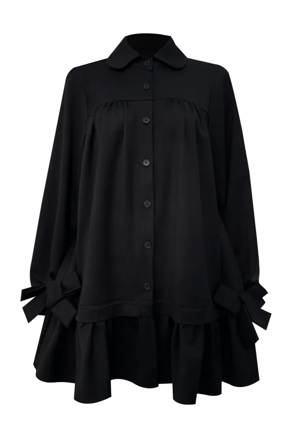 BOW FRILL ONE-PIECE (BLACK)