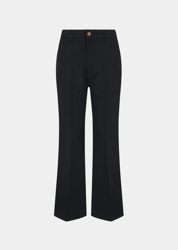W WOOL FLARED PANTS - BLACK