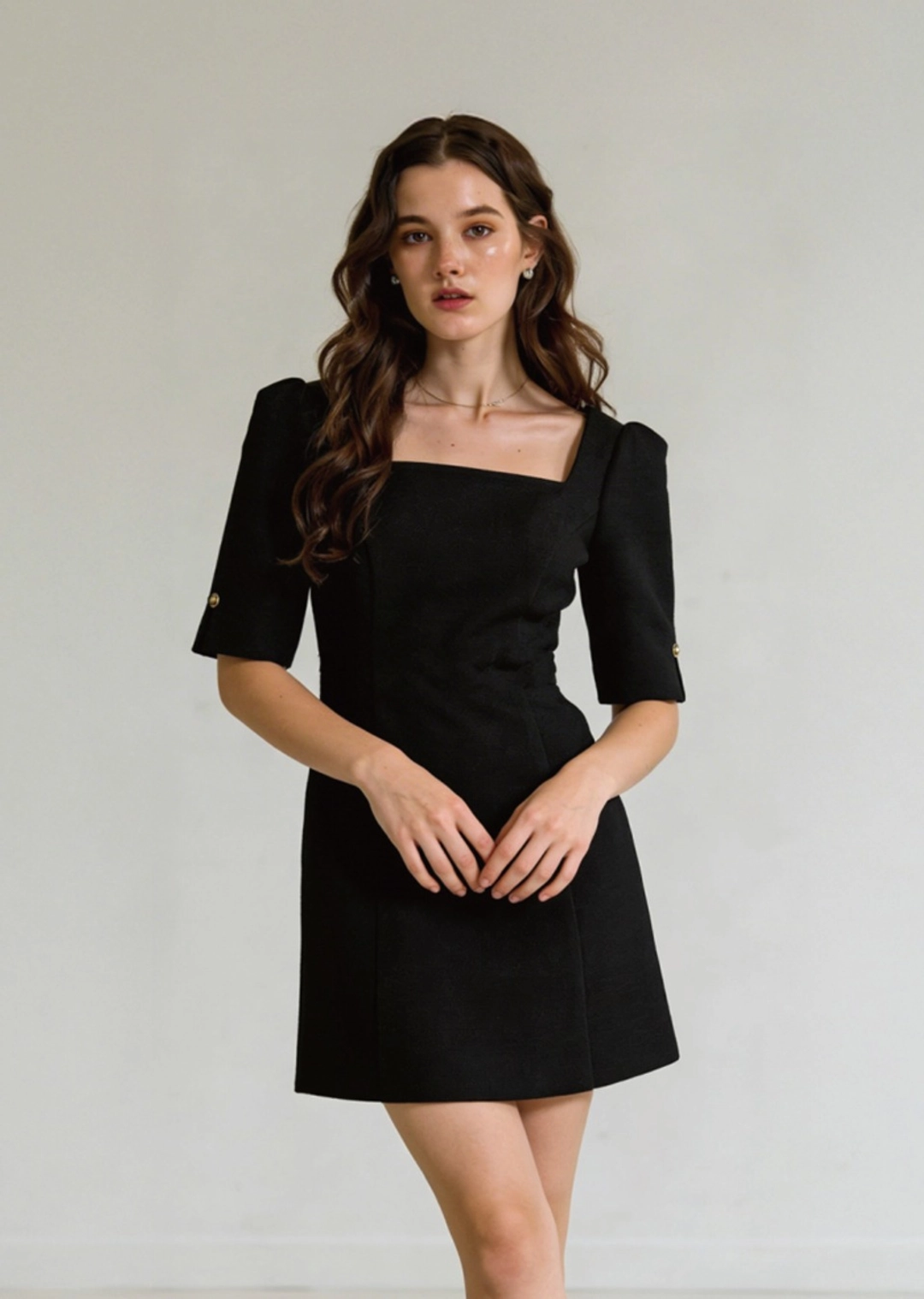 아노에틱 ANC SQUARE NECK MINI DRESS_BLACK 상품 이미지 1