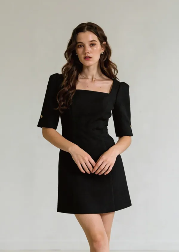 ANC SQUARE NECK MINI DRESS_BLACK
