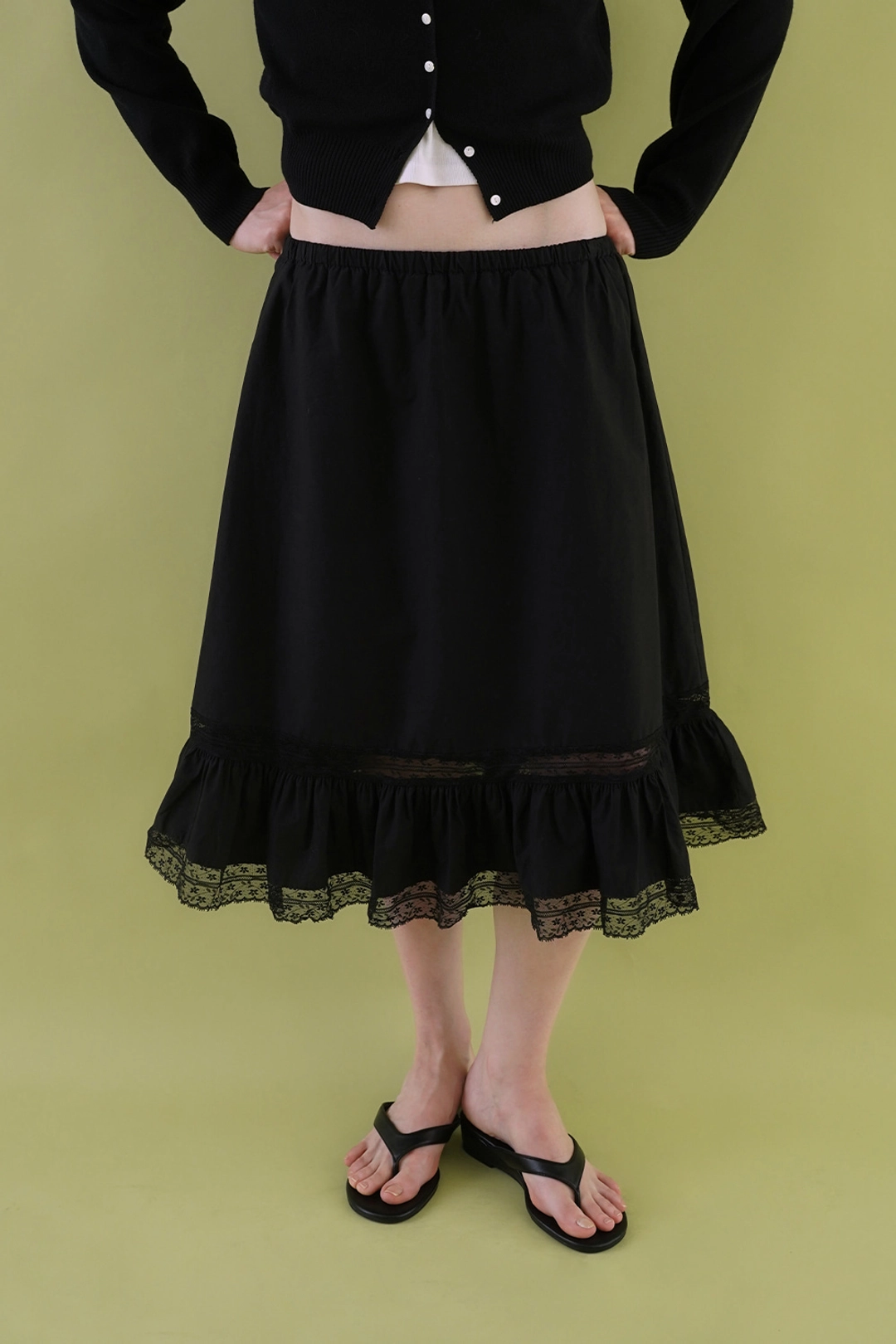 위드아웃썸머 Faye lace skirt_black 상품 이미지 1