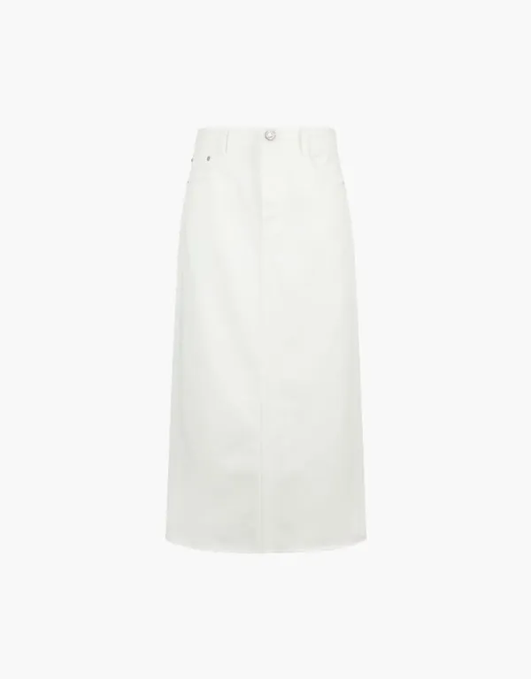 denim long skirt - white
