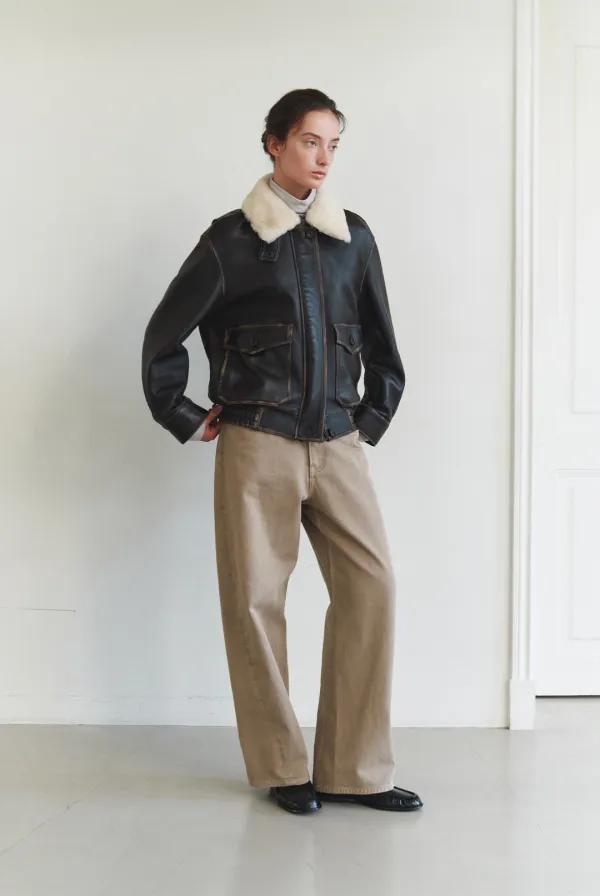 2nd / Patina Lambskin Leather Blouson (Dark Brown)