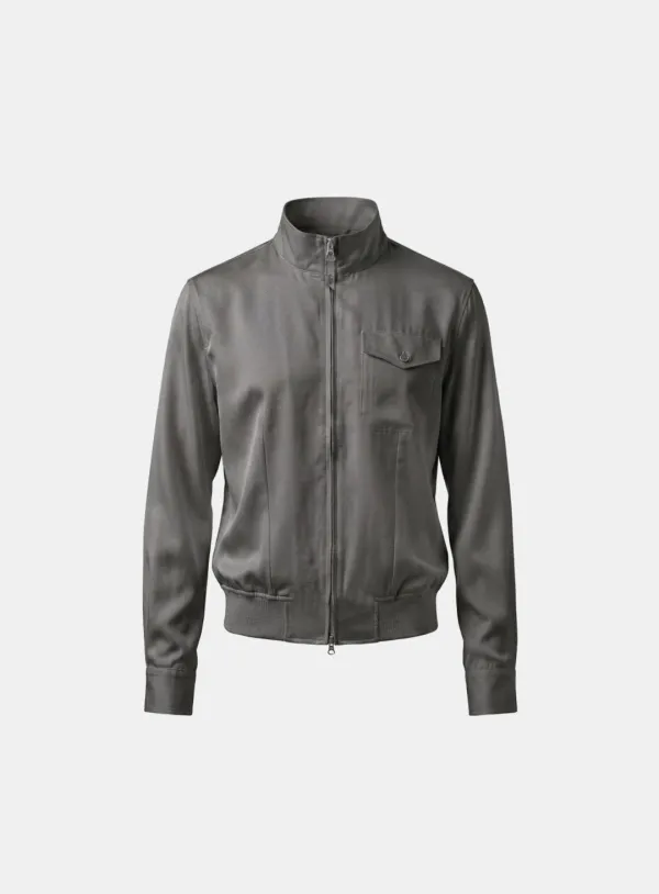 [w-jkt26-042] Contour High-Neck Lightweight Bomber Shacket - Gray