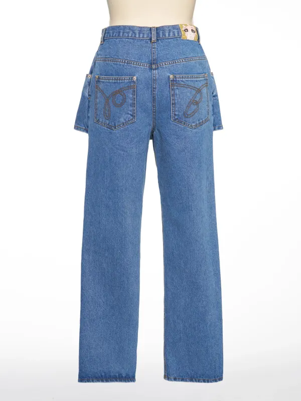FW26 BLUE LAYERED SKIRT STRAIGHT DENIM