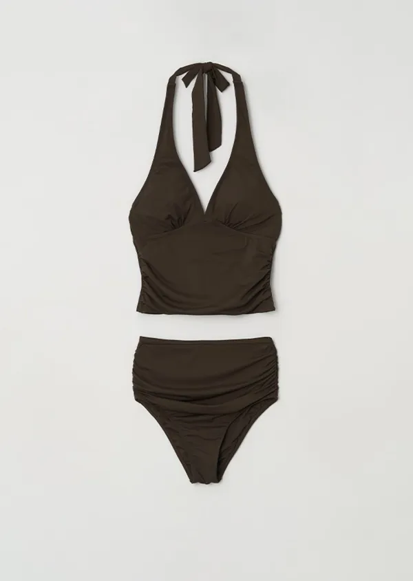 halter neck shirring swim set-brown(8월 7일부터 순차발송)