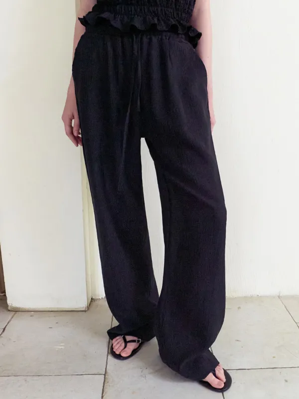Crinkle Summer Pants, Black