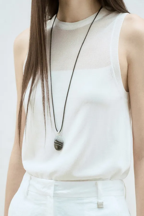 BLACK ONYX SILK CHAIN NECKLAC