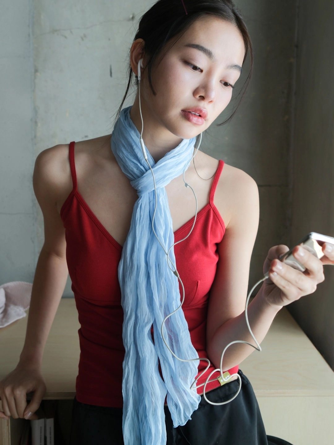 포에브 Skinny Crinkled Scarf [5 Color] 상품 이미지 2