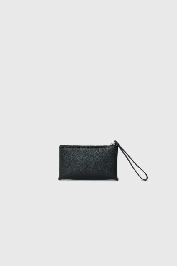 Leather Strap Card Wallet (Black)