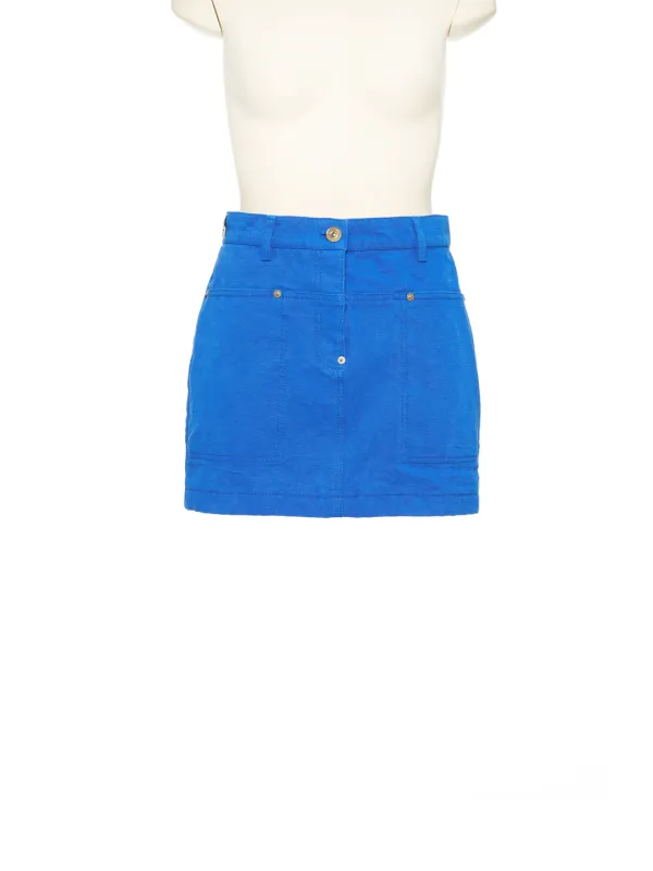 FW25 UNDERLINE BLUE POCKET DESIGNED MINI SKIRT