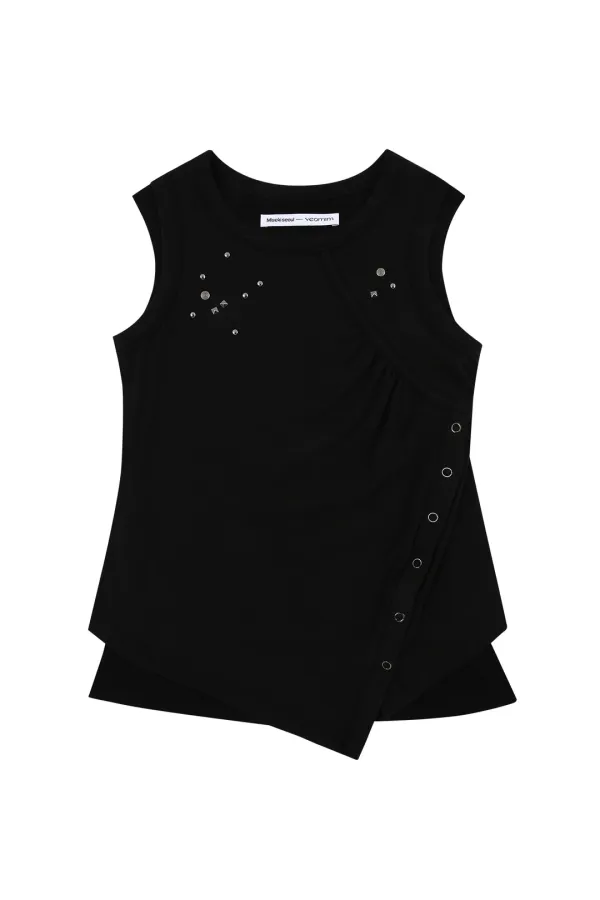 [×미세키서울] stud layered sleeveless (black)
