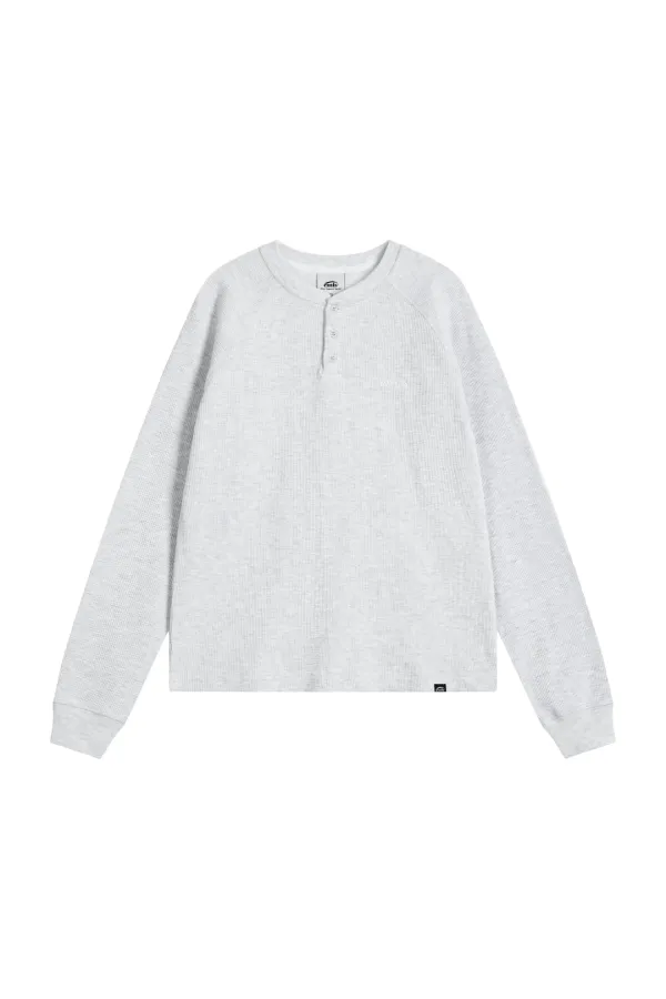 WAFFLE RAGLAN T-SHIRT-HEATHER GRAY