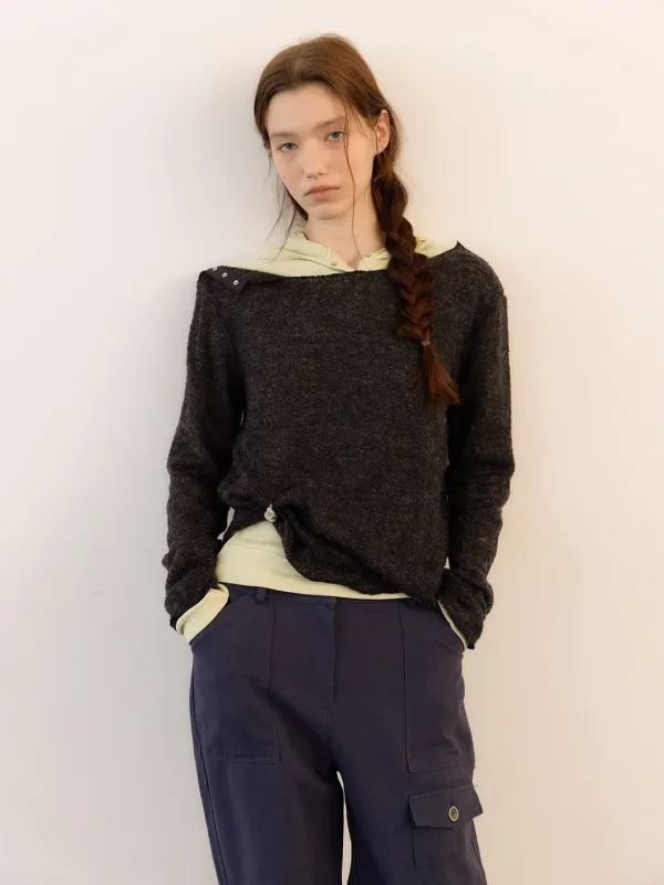 BOUCLE SNAP TOP [ CHARCOAL ]