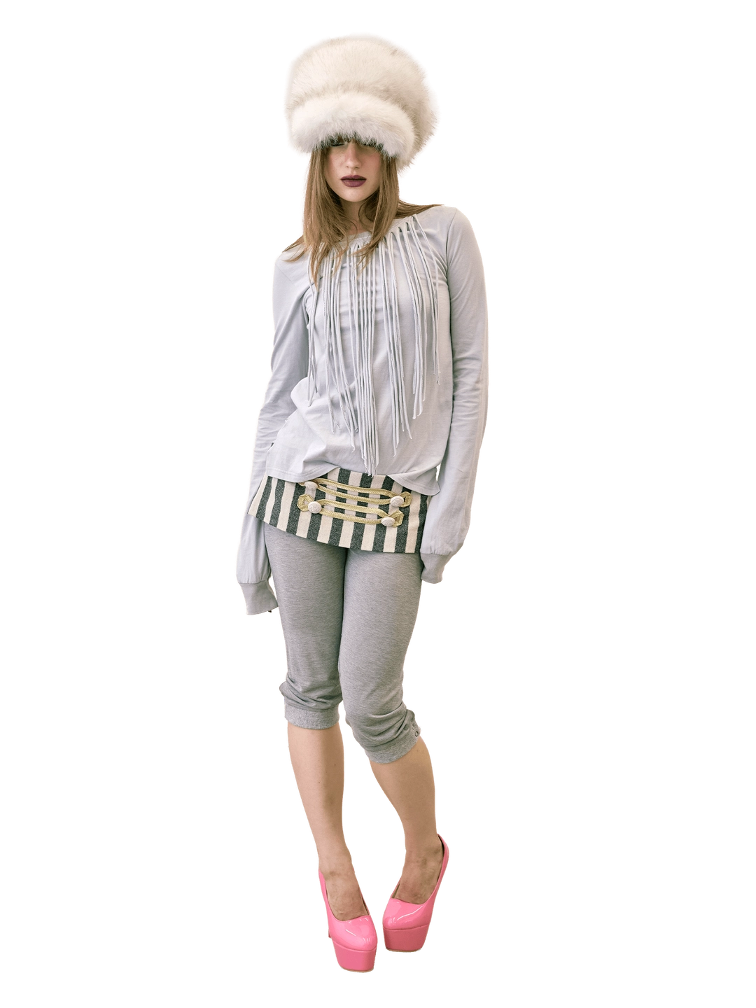 스컬프터 Fringe Sleeve Tee Stone 상품 이미지 1