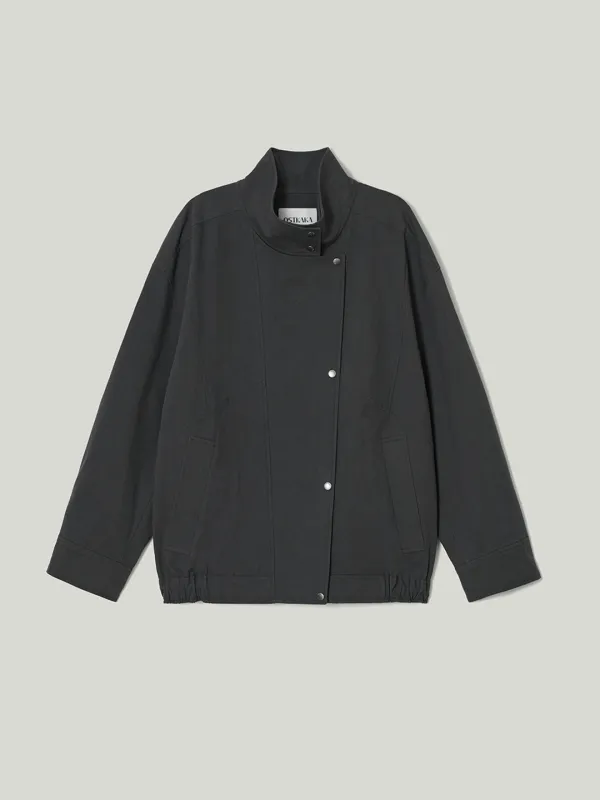Oversized Cotton Blouson Jumper Charcoal