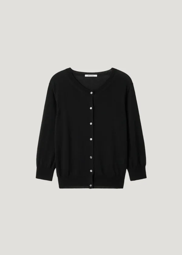 [2nd] Linen-Blend Quarter Cardigan_Black