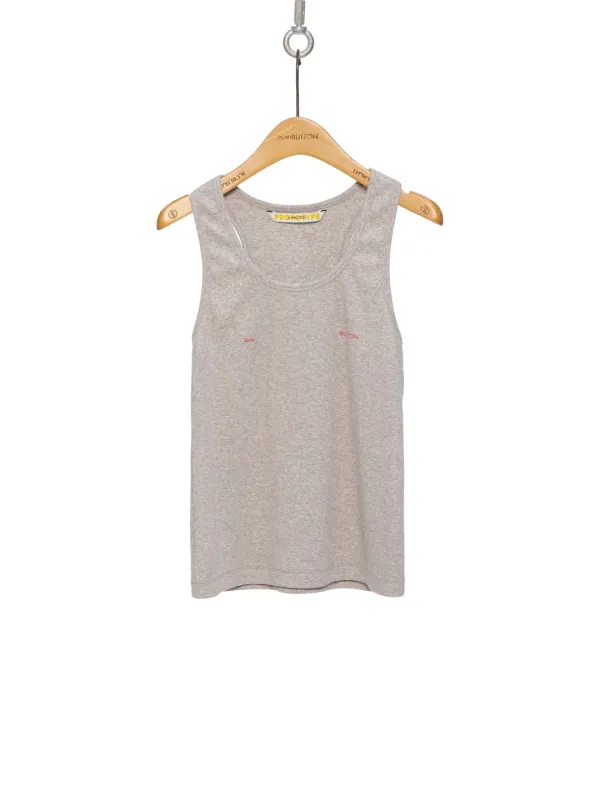 SS26 ZERO GRAY RIBBED LOGO SLEEVELESS TOP