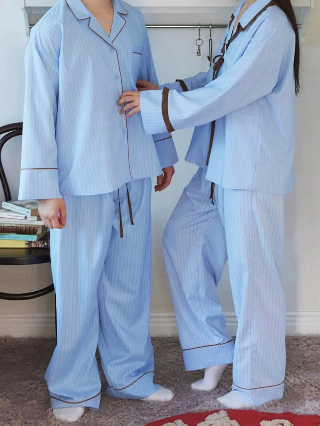 모이페어 (UNI)STRIPED PAJAMA SET / SKYBLUE 상품 이미지 2