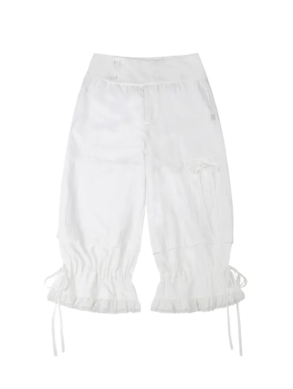 RIBBON MIDI PANTS [WHITE]