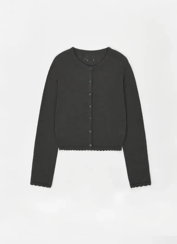 Round Crop Cardigan (Charcoal)