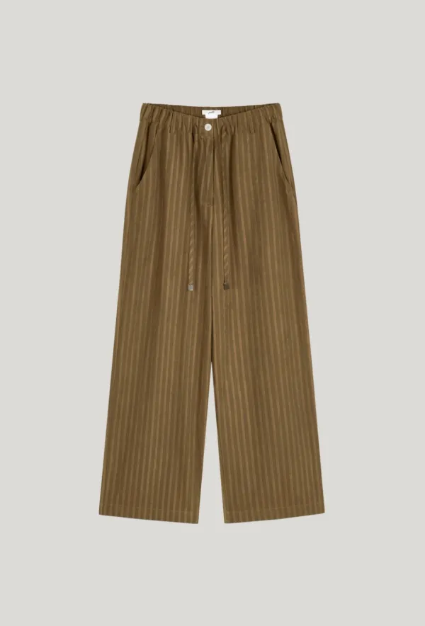 tonal stripe wide pants_brown