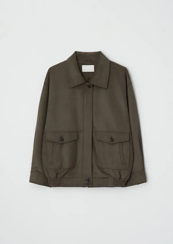 oversized suede blouson-khaki brown