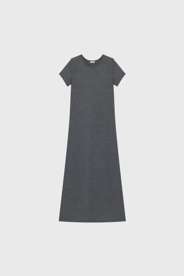 Rib Jersey Long Dress (Ivory / Melange Gray)
