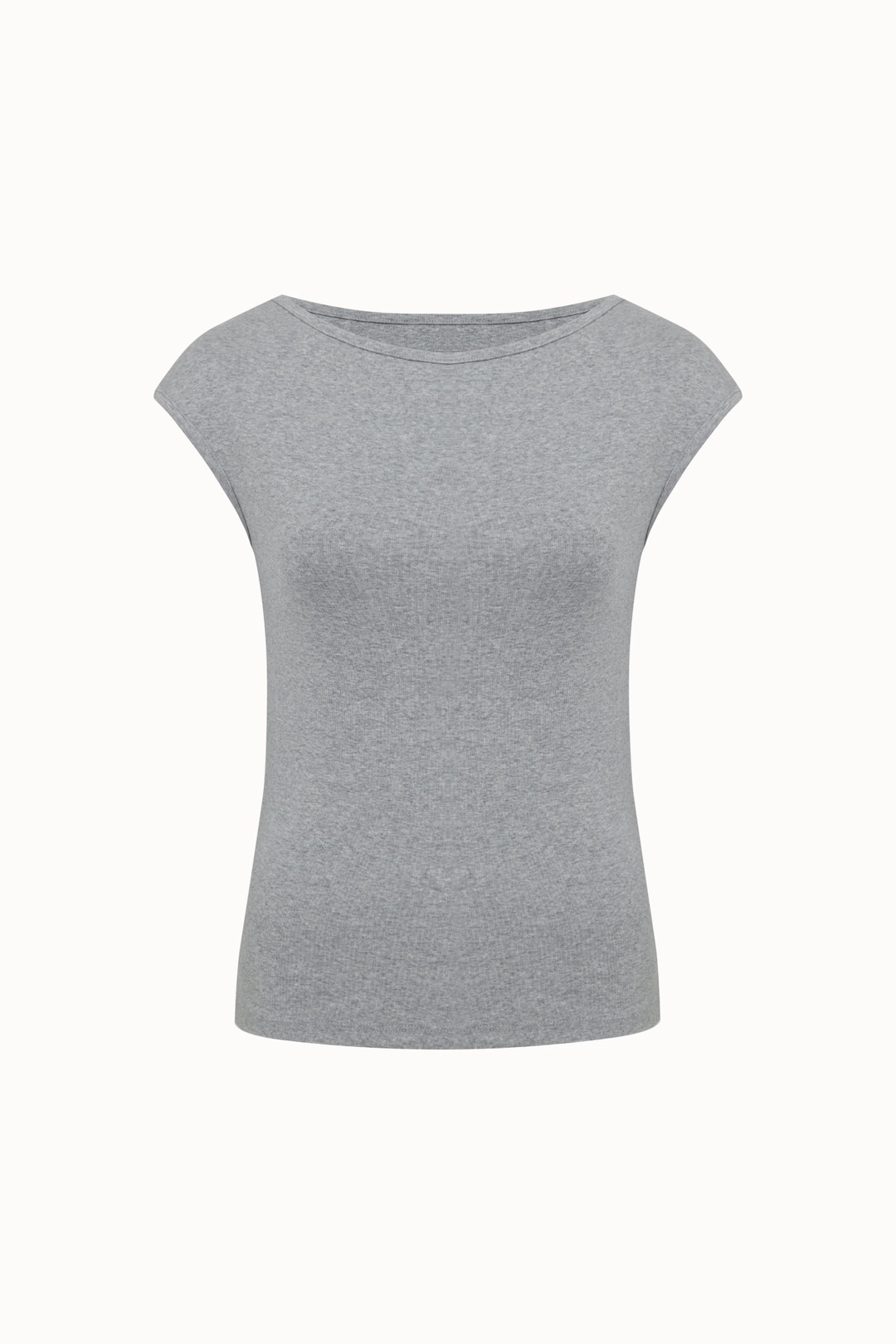 라메레이 [2차 리오더]Mini Cap Sleeve Boat Neck T-Shirt[LMBFSUTT630]-Grey Melange 상품 이미지 1