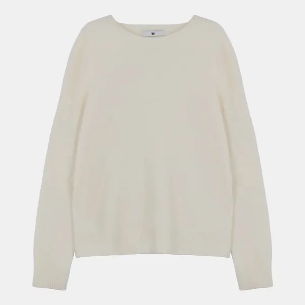 cashmere classic whole garment knitted pullover (ivory)