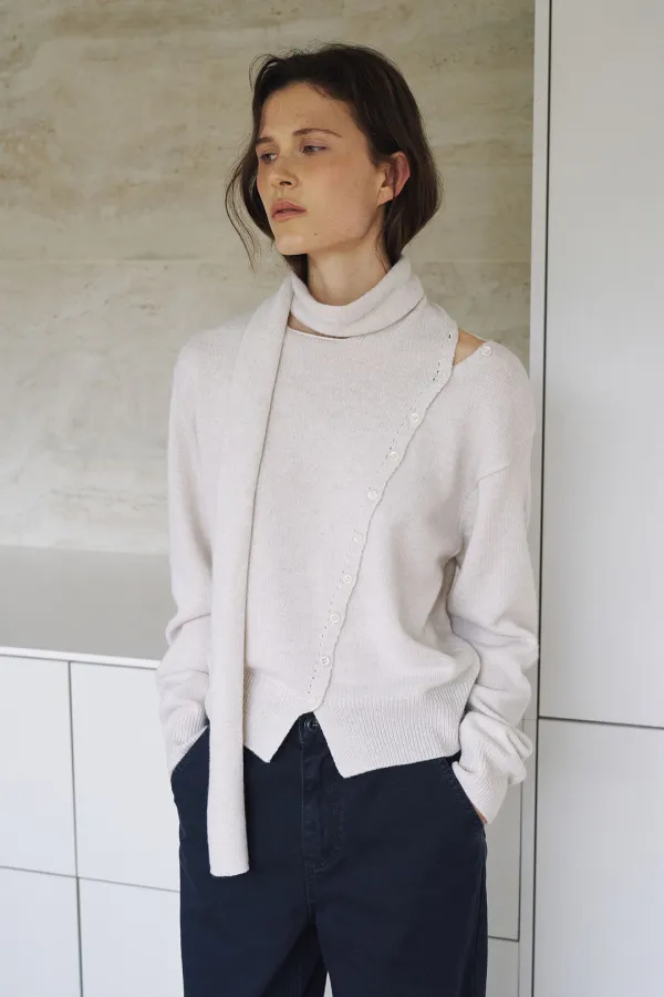 Muffler Diagonal Open Cardigan[LMBFAUKN2102]-Cream